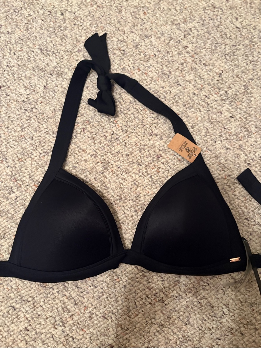 PINK Victoria's Secret Black Halter Triangle Bikini Top